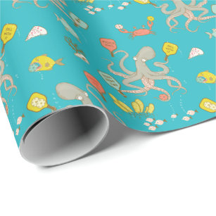 Unusual underwater pickleball turquoise wrapping paper