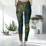 Unusual   Unique Highly Detailed Peacock Feather  Leggings<br><div class="desc">Introducing the latest and boldest legging design coming from the Shy Shy Panda brand - These are our unique and intricate ladies peacock Leggings. These are truly eye catching with a turquoise and aquamarine green colour, featuring vibrant spiritual peacock feathers with intricate patterns to an ankle length gym cut. Whether...</div>