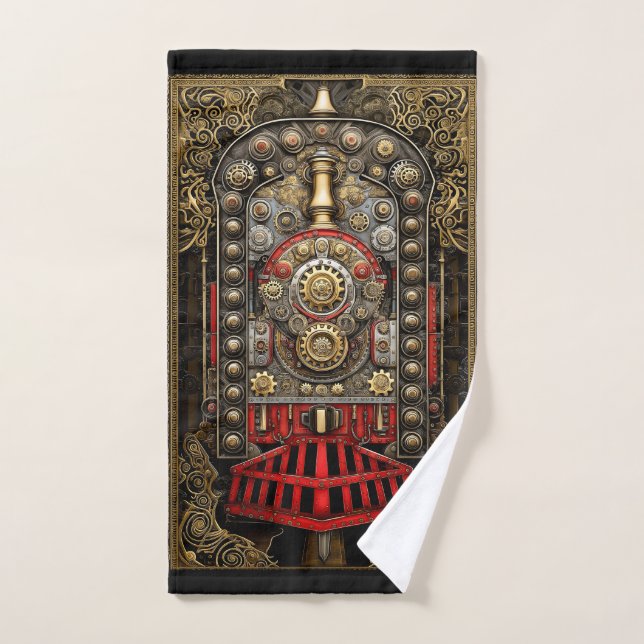 Unusual Victorian Steampunk Train Engine G8  Hand Towel (Hand Towel)