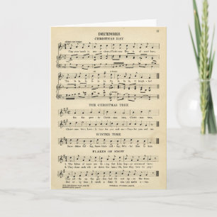 Unusual Vintage Christmas Music Sheet Songs Holiday Card