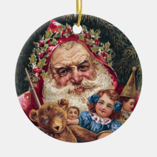 Unusual warm friendly victorian santa ornament (Front)