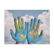 Unusual World Map Atlas Hands Modern Art