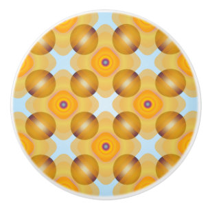 Unusual  Yellow Geometric Ceramic Knob