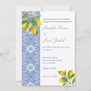 Unveiling Amore: Italian Tiles and Lemon Zest Wedd Invitation
