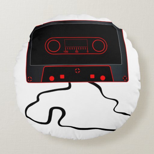 Image of Unwound Black Audio Cassette Round Cushion