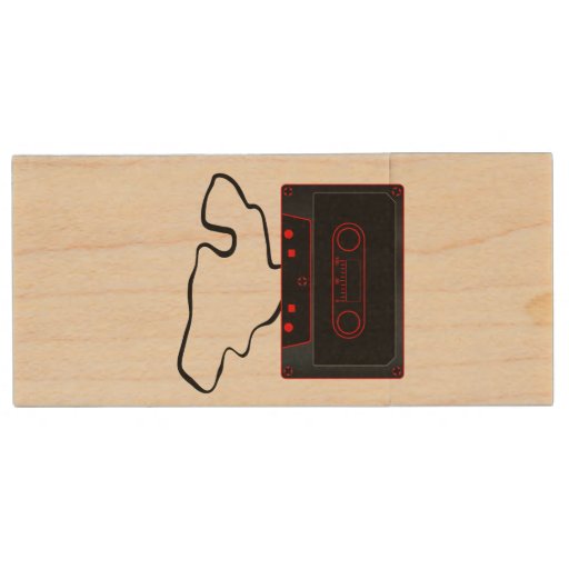 Image of Unwound Black Audio Cassette Wood Usb Flash Drive