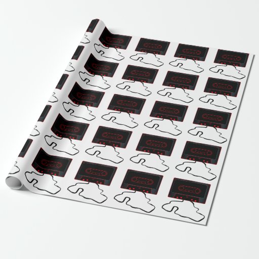 Image of Unwound Black Audio Cassette Wrapping Paper