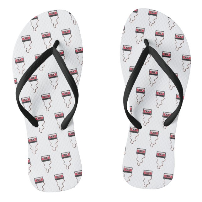 Unwound Cassette Tape Mixtape Retro Vintage Flip Flops (Footbed)