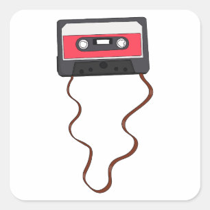 Unwound Cassette Tape Mixtape Retro Vintage Square Sticker