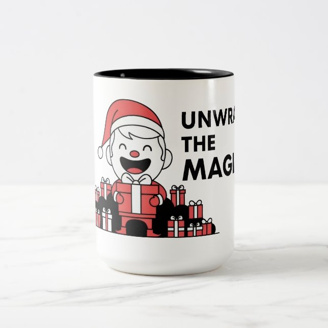 Unwrap the Magic Christmas Two-Tone Coffee Mug (Center)