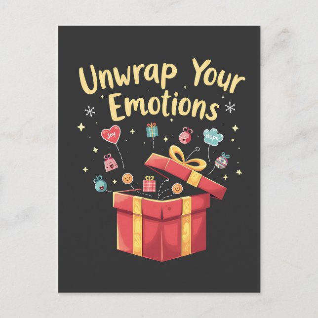 Unwrap your emotions Christmas Mental Health Xmas  Announcement Postcard (Front)
