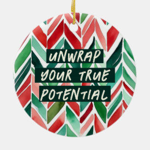 Unwrap Your True Potential Christmas Ceramic Tree Decoration