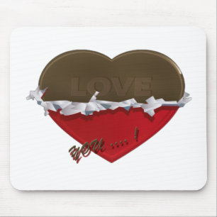 unwrapped chocolate heart love you mouse mat