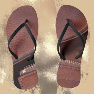 Unzipped Leather Flip Flops
