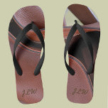 Unzipped Leather Personalised with Initials Flip Flops<br><div class="desc">These Unzipped Leather flip flops are a fun twist on faux leather! These flip flops design, inspired by rich brown leather and an unzipped brass zipper, have the look of fine leather with piping, stitching and multicolored patches. It's a unisex footwear that's sure to please anyone. Personalise with Initials. They...</div>