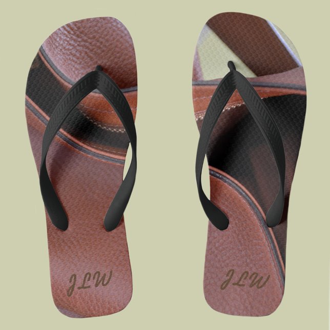 Unzipped Leather Personalised with Initials Flip Flops (Creator Uploaded)