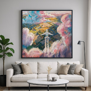 Up Above - Painterly Illustration Style Plane Art Poster