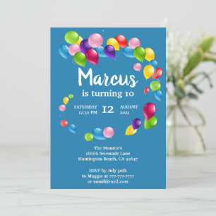 Up and Away Balloons Birthday Party Invitation