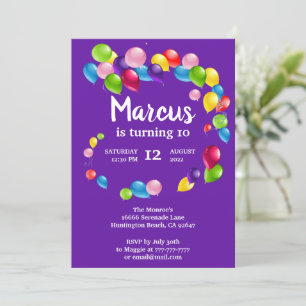 Up and Away Balloons Birthday Party Invitation