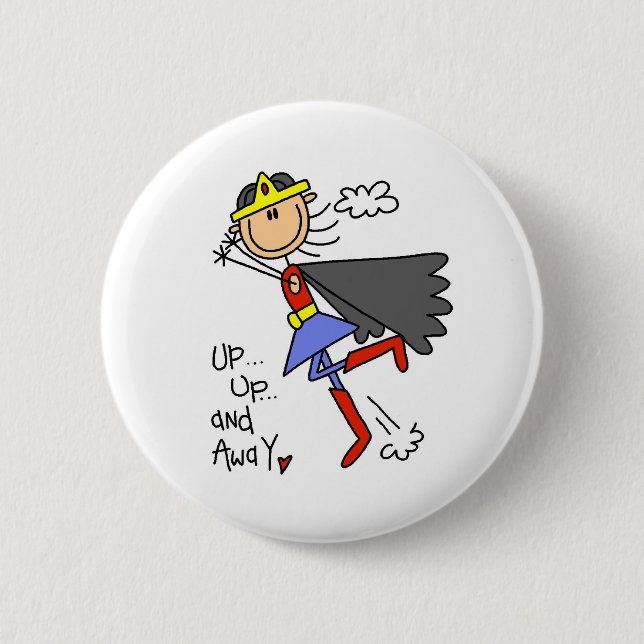 Up and Away Girl Hero 6 Cm Round Badge (Front)