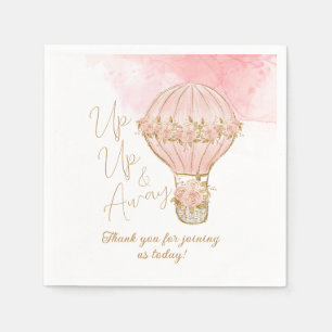 Up and Away Rose Hot Air Balloon Girl Baby Shower Napkin