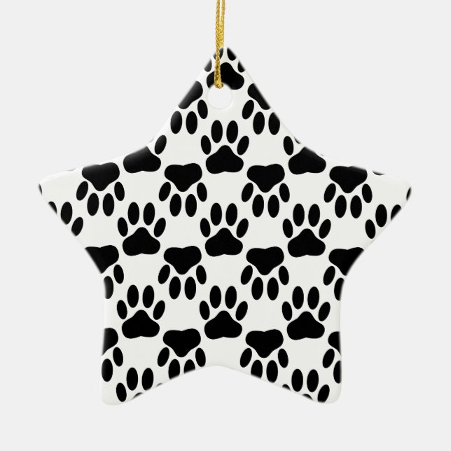 Up And Down Dog Paw Prints Ceramic Tree Decoration (Front)