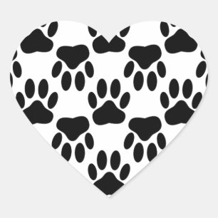 Up And Down Dog Paw Prints Heart Sticker