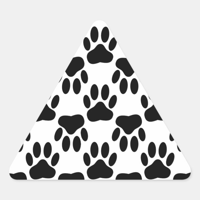 Up And Down Dog Paw Prints Triangle Sticker (Front)