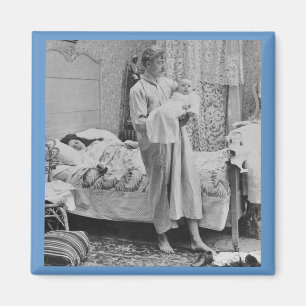 Up at 3 am - Vintage Stereoview Magnet