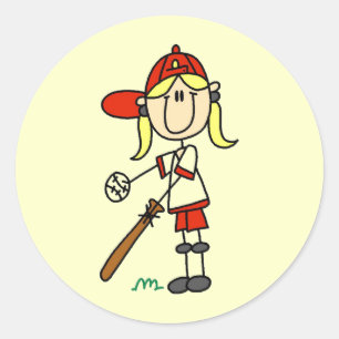 Up at Bat Girl Baseball Player Tshirts Classic Round Sticker
