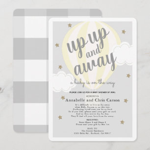 Up Away Hot Air Balloon Yellow Baby Shower by Mail Invitation