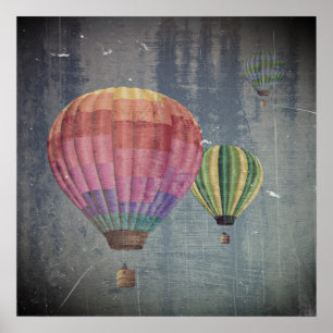 Up & Away/Hot Air Balloons Vintage Wall Decor Art