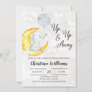 Up & Away Little One Grey Neutral Baby Shower Invitation