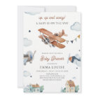 Up & Away, Vintage Watercolor Aeroplane Baby Showe