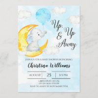 Up & Away Watercolor Elephant Boy Baby Shower