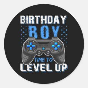 Up Birthday Boy Gamer - Clic Fit1  Classic Round Sticker