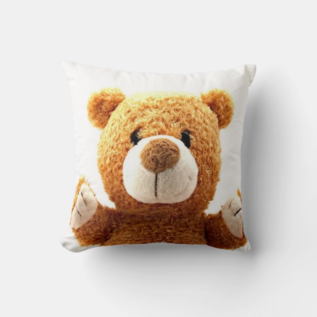 Up close cute brown teddy bear pillow (Front)