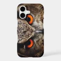 Up Close Owl with Orange Eyes