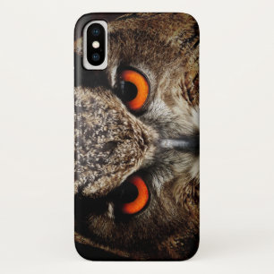 Up Close Owl with Orange Eyes iPhone X Case