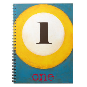 Up Close Painting of Number One Pool Ball Notebook
