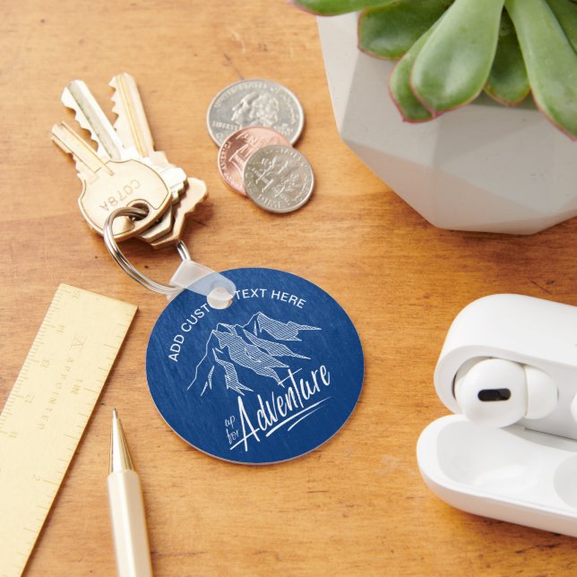 Up For Adventure Mountains White ID358 Key Ring (Desk)