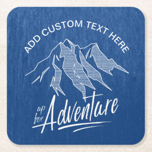 Up For Adventure Mountains White ID358 Square Paper Coaster