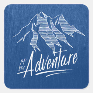 Up For Adventure Mountains White ID358 Square Sticker