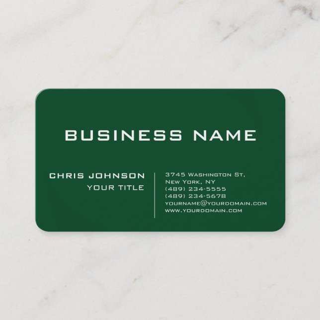 Up Forest Green Modern Professional Contemporary Business Card (Front)