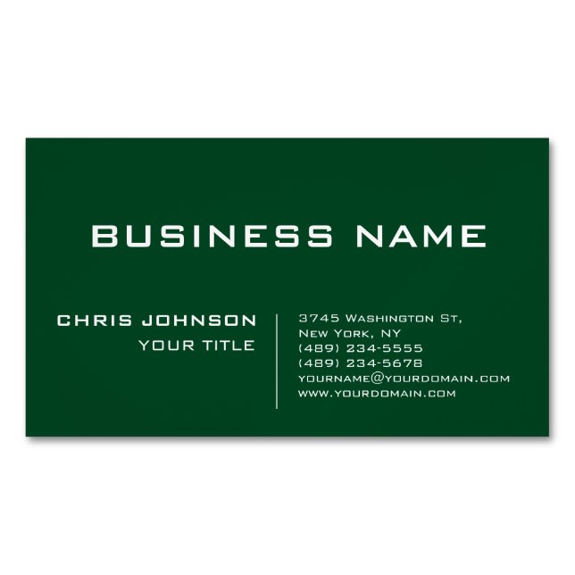 Up Forest Green Modern Professional Contemporary Magnetic Business Card (Front)