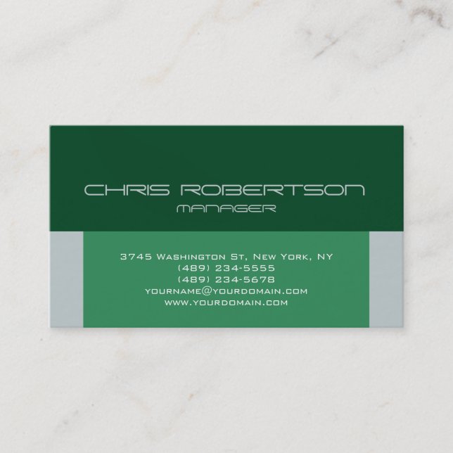 Up Forest Sea Green Contemporary Business Card (Front)