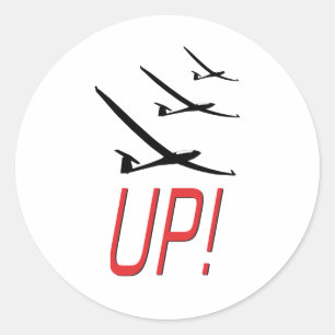 UP !  Glider Sailplane Classic Round Sticker