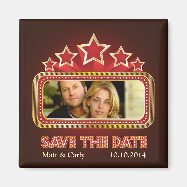 Up in Lights Save the Date Photo Magnet (Front)