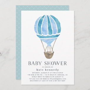 Up in the Air Baby Shower Invitation   Blue