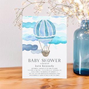 Up in the Air Baby Shower Invitation Blue